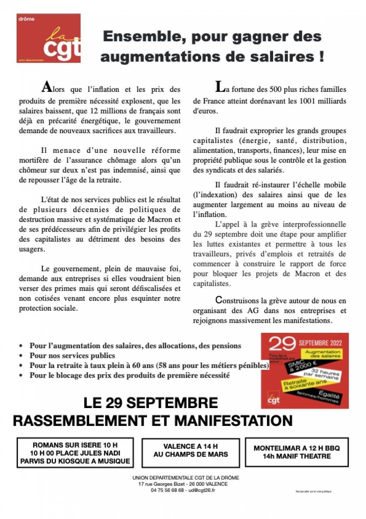 Cgt Union D Partementale De La Dr Me Septembre Tou Te S