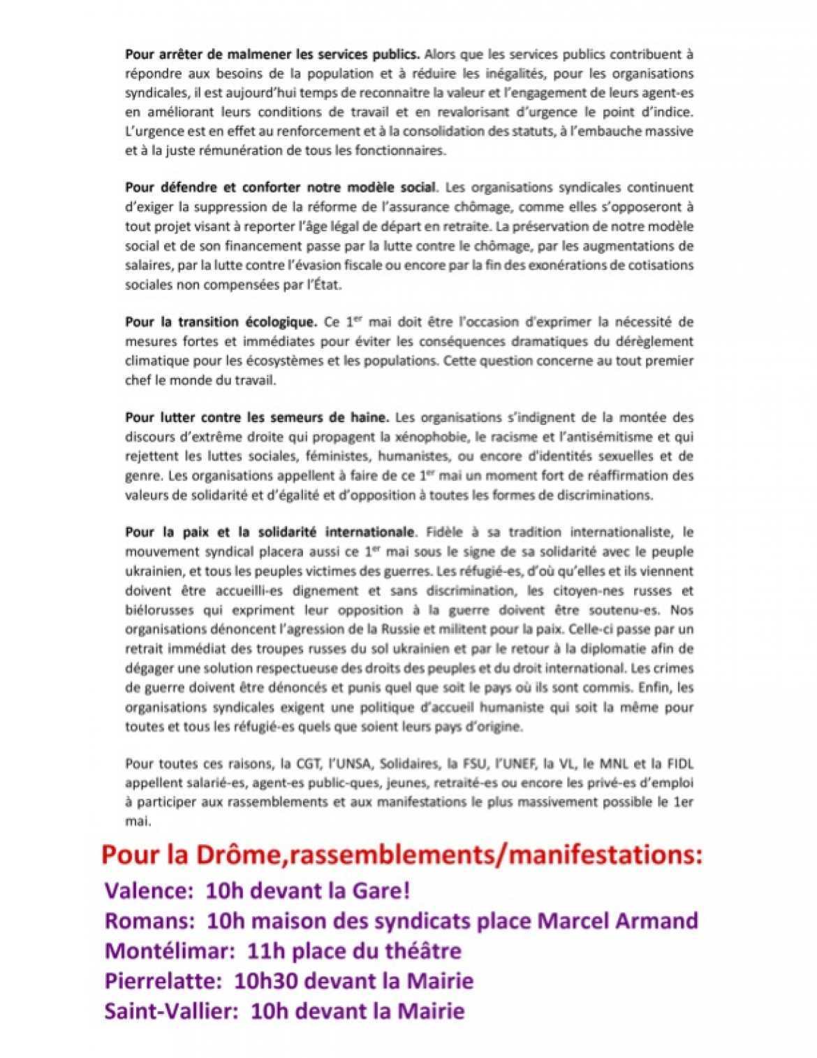 1er Mai - tract unitaire