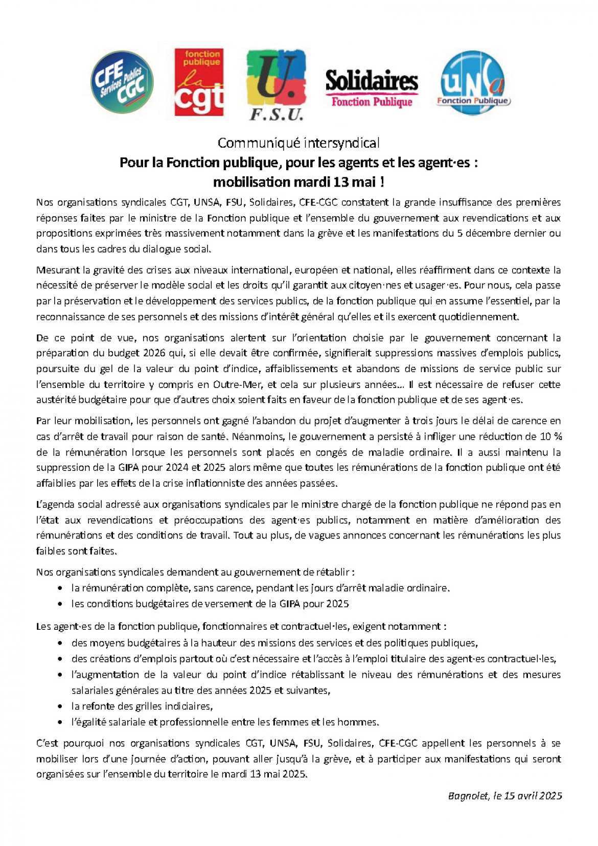 Mardi 13 mai, ensemble, uni.e.s, on déferle pour sauver nos services publics !