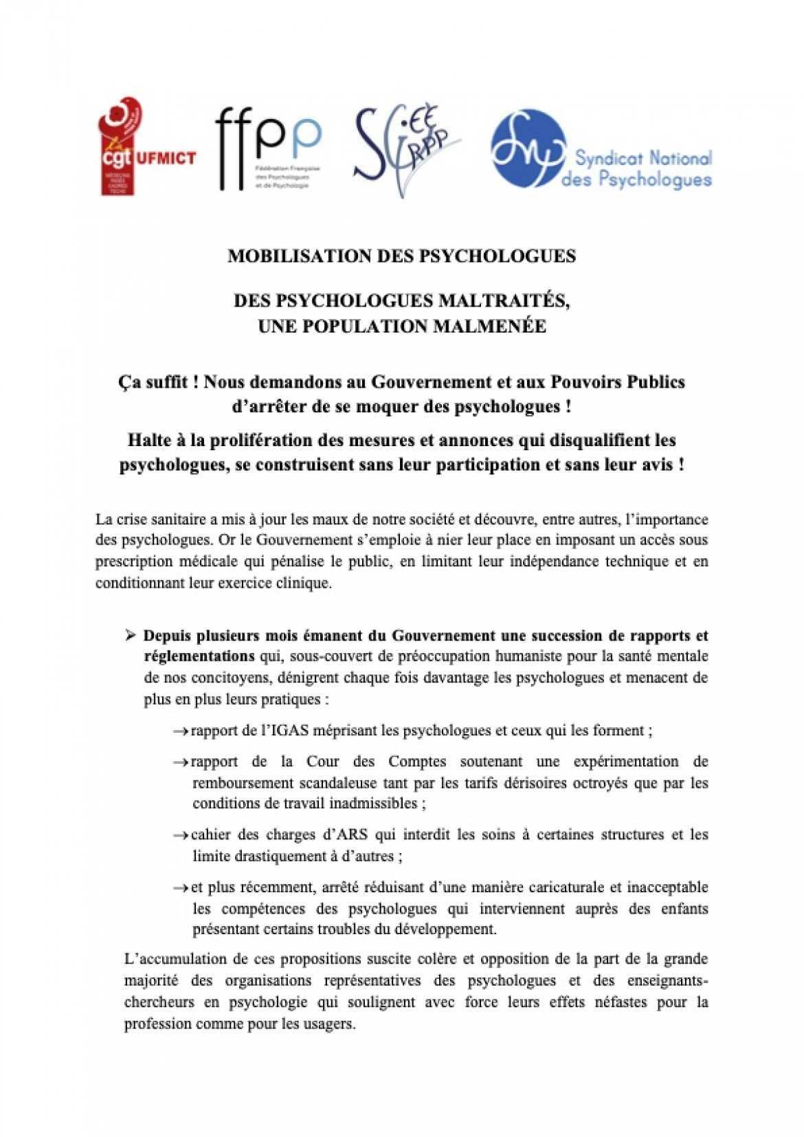 Appel unitaire à Mobilisation des Psychologues - 1