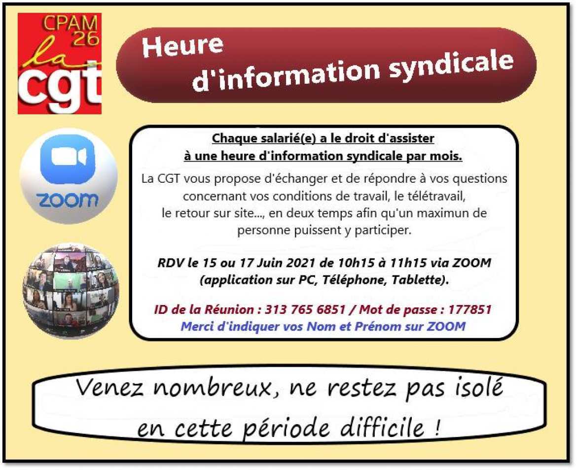 Tract - Heure d'information syndicale CGT CPAM - Juin 2021