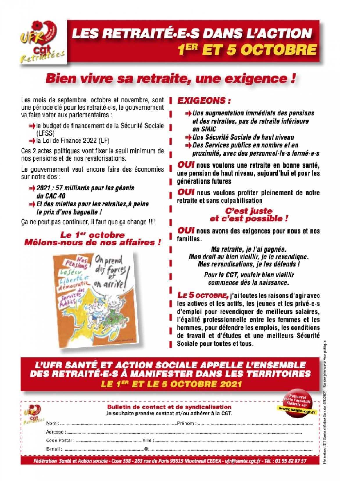 CGT -  UFR retraités - tract 1er & 5 octobre