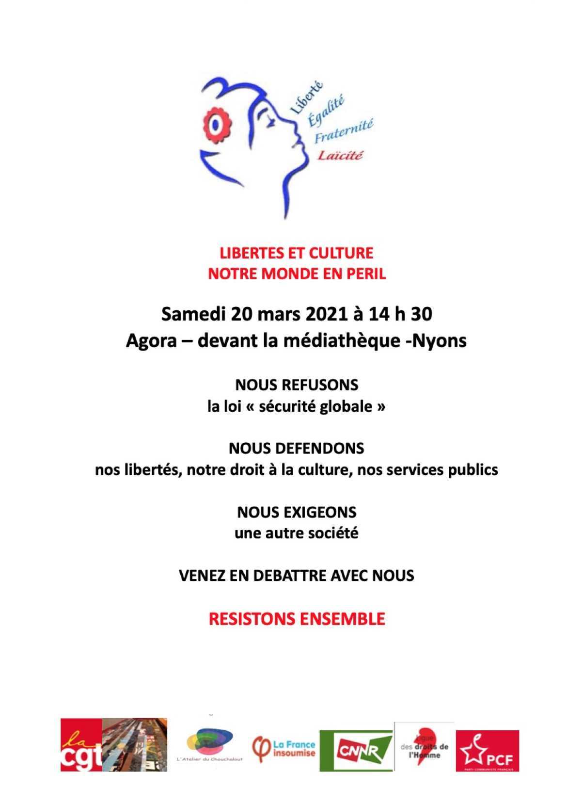 Flyers Nyons - Rassemblement unitaire 20/03/21