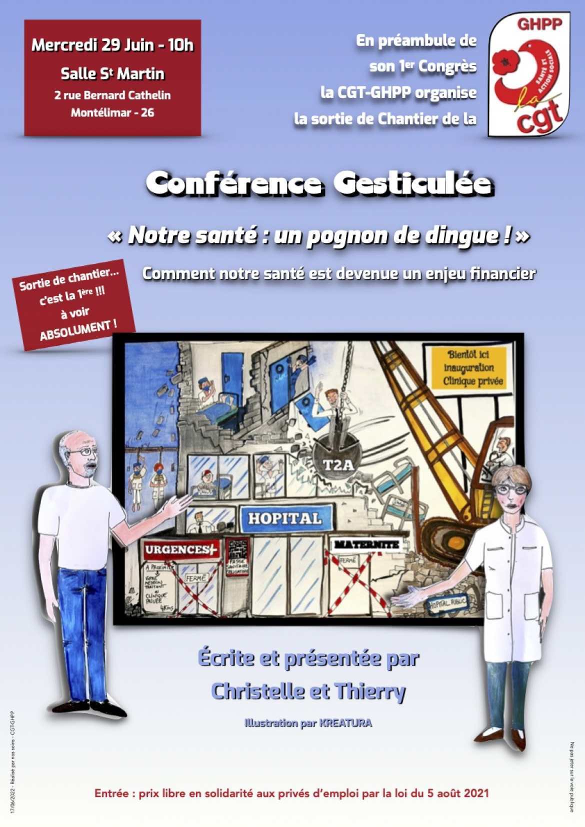 Affiche Conférence gesticulé - Notre santé, un pognon de dingue !