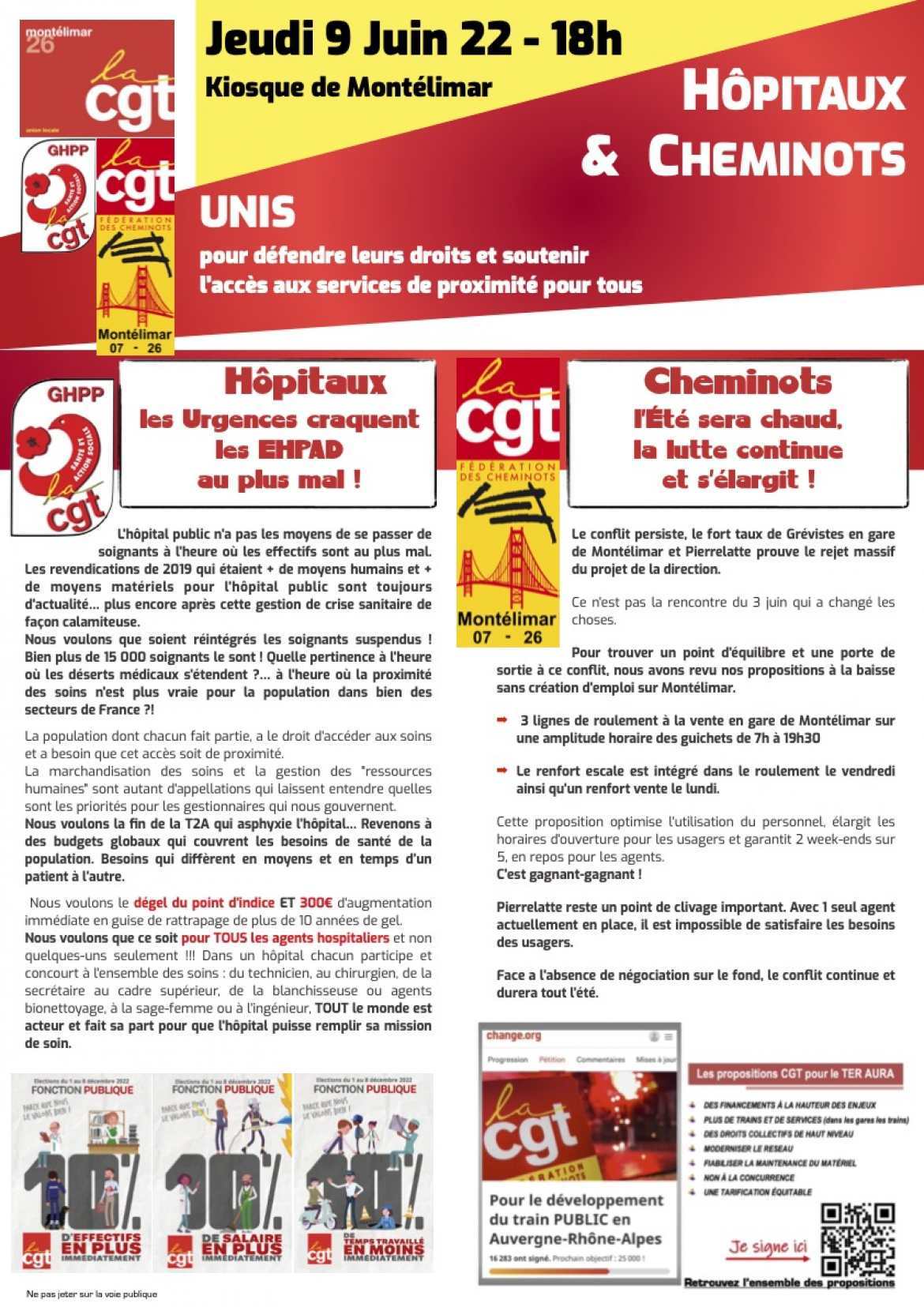 Tract Hôpitaux-Cheminots unis pour des services de proximité - 9 juin 2022