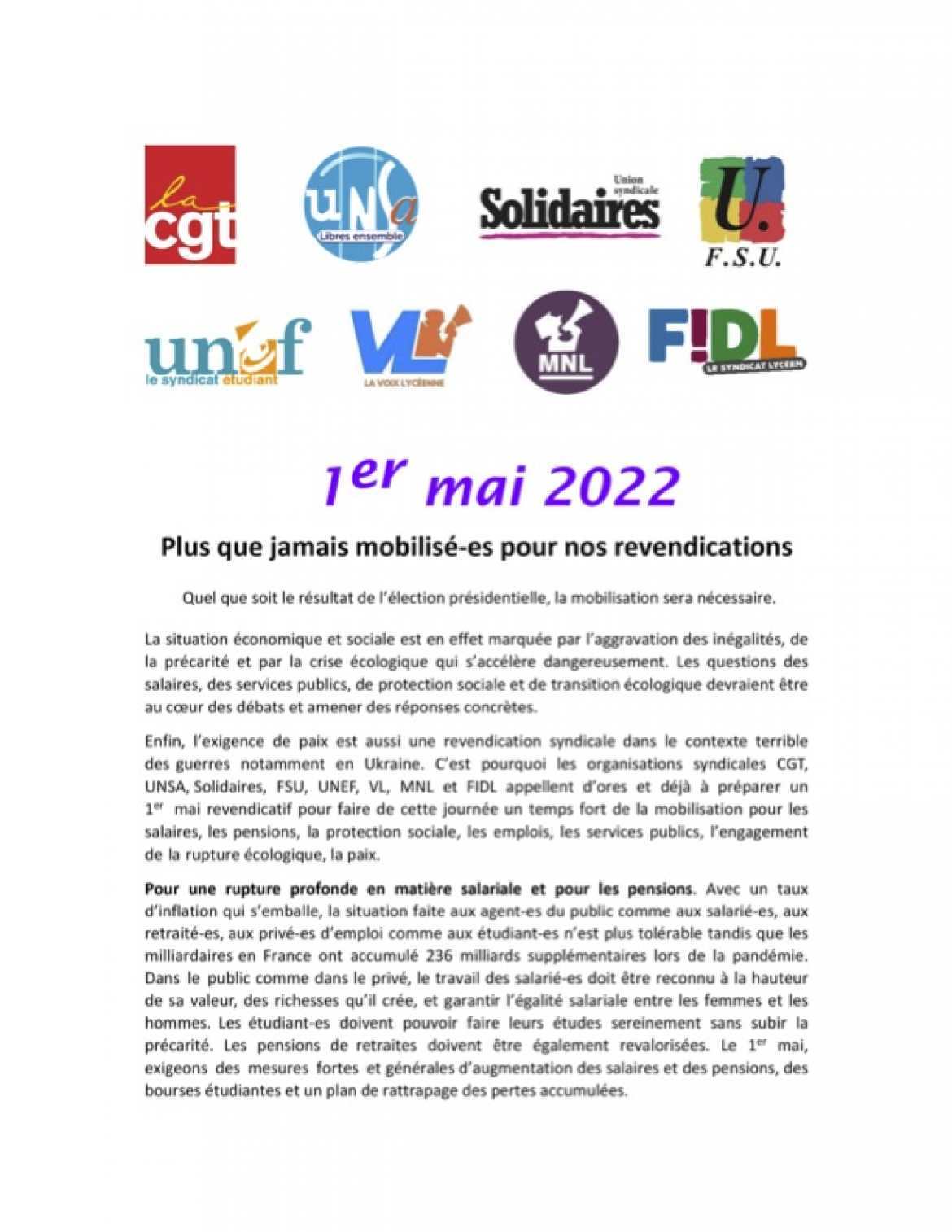 1er Mai - tract unitaire