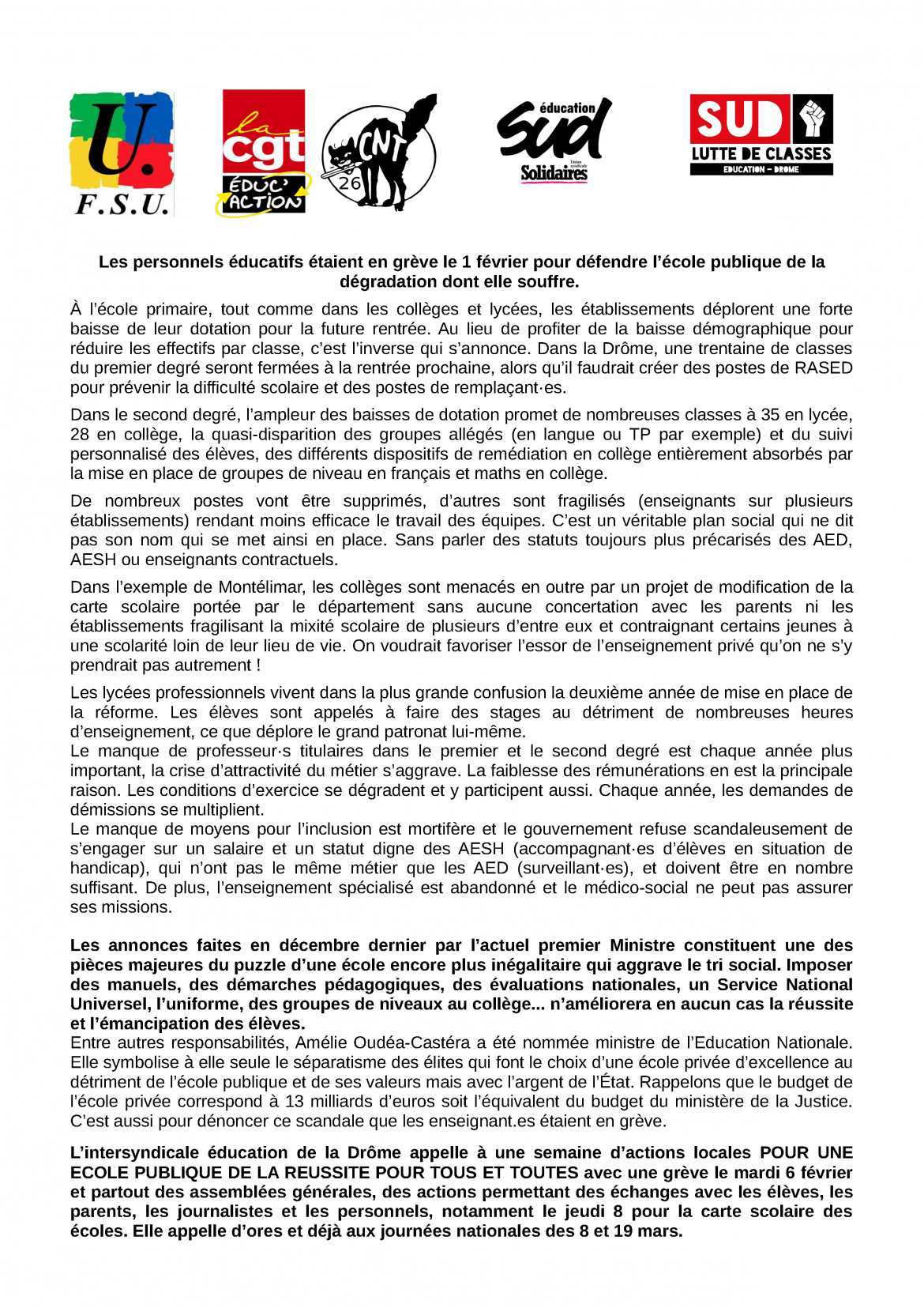 POUR UNE ÉCOLE PUBLIQUE DE LA RÉUSSITE POUR TOUTES ET TOUS !