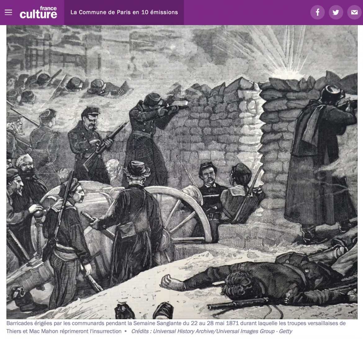 France Culture : La Commune de Paris en 10 émissions - cliquez sur l'image pour accéder à la page des podcasts